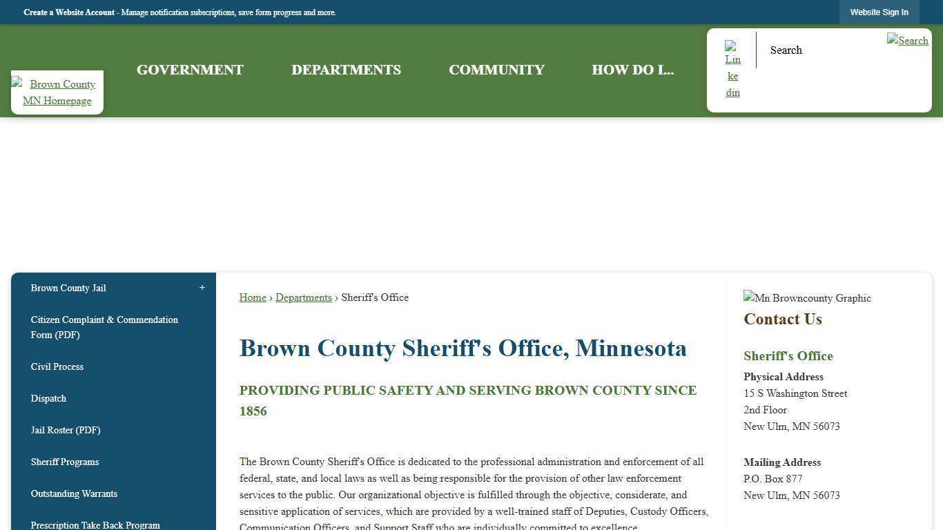 Brown County Sheriff's Office, Minnesota | Brown County, MN