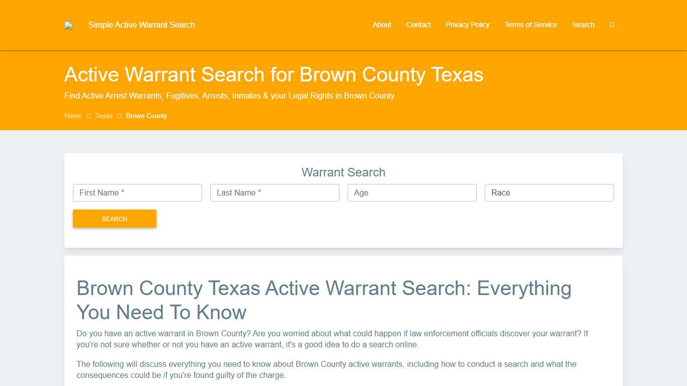 Active Warrant Search in Brown County Texas - Outstanding Warrants