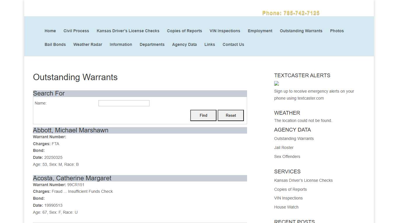 Outstanding Warrants | Brown County Sheriff's Office